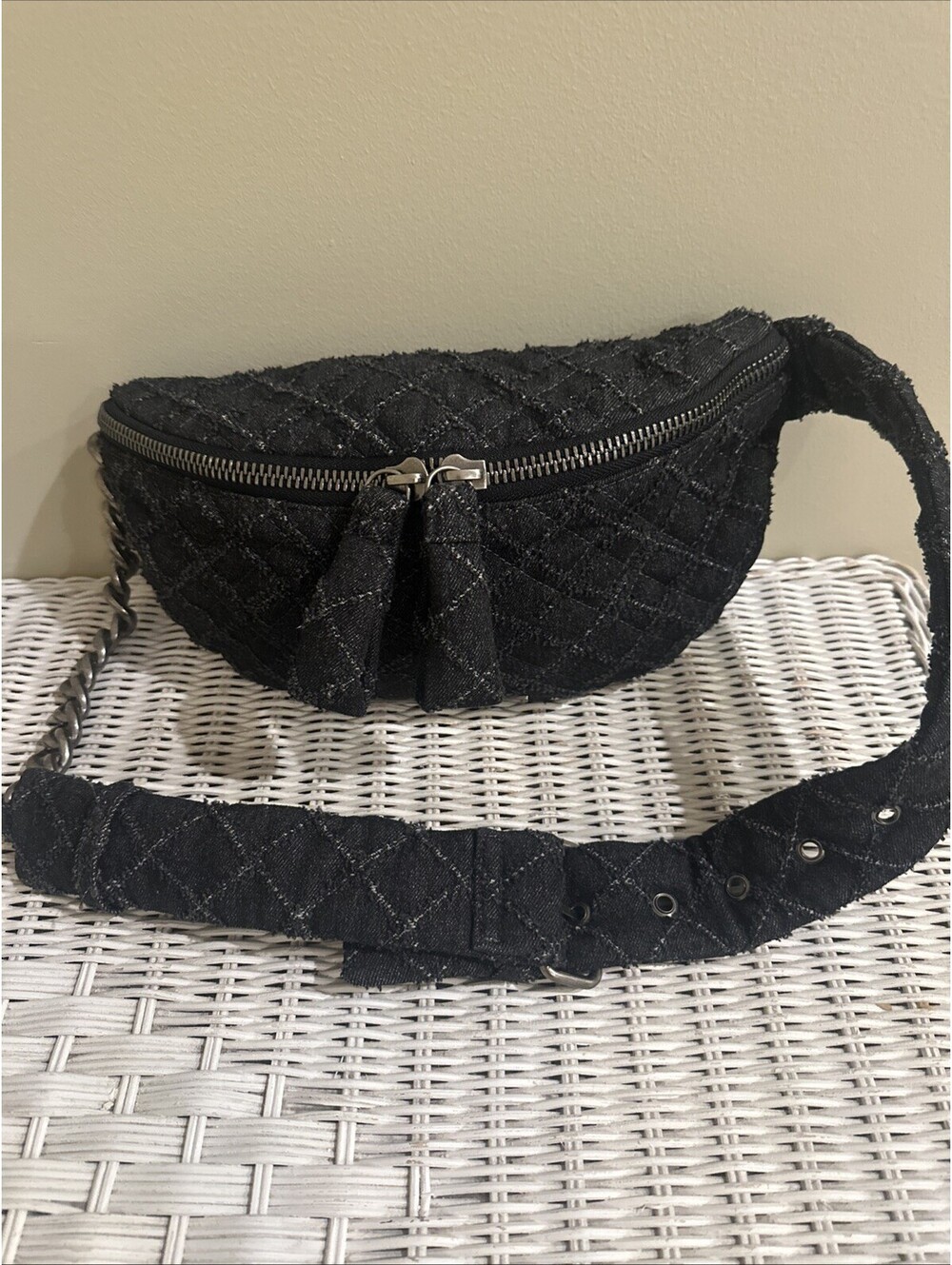 Kurt Geiger Brixton Belt Bag Black Tweed